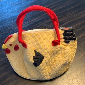 Chicken Shaped Handbag with Red Handles